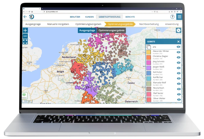 Vertriebsgebiete mit portatour® Territory Optimization planen