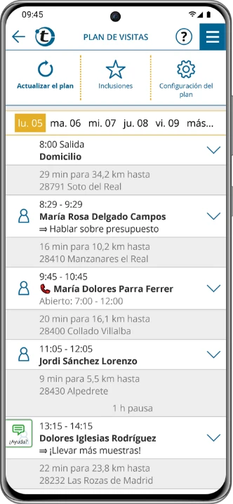 Visite a todos los clientes previstos para hoy