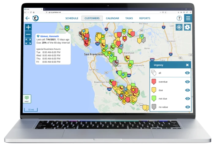 View your customers on the Priority Map to get the overview of your territory