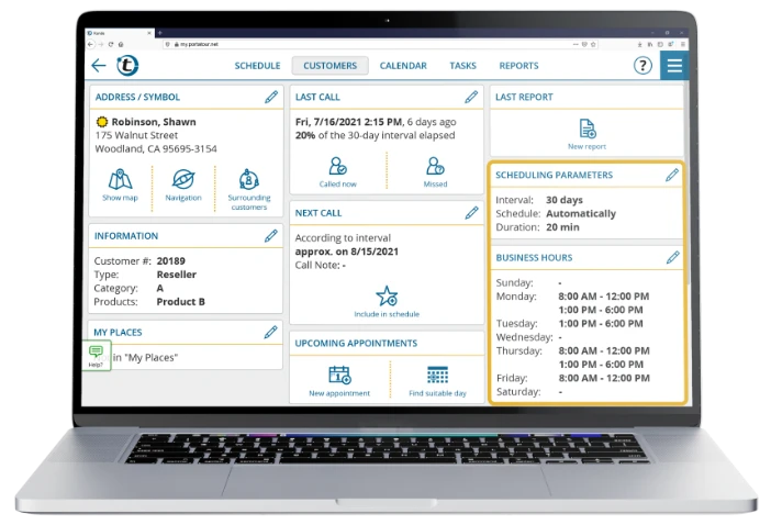 Manage your territory by setting customers' preferences and requisites individually