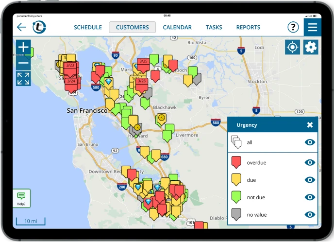 View your customers on the Priority Map to get the overview of your territory